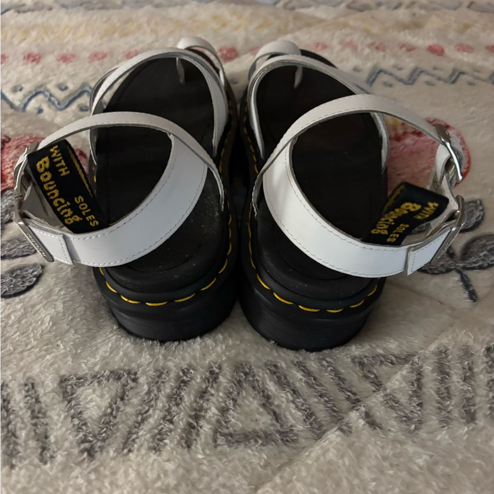 DOC MARTENS DUO Black and White Strappy Platform Sandals - Picture 3 of 7